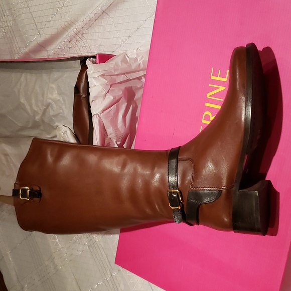 Catherine Malandrino New MILA Leather RIDING Tall BOOTS Brown/Black Women's 10 - Picture 8 of 16
